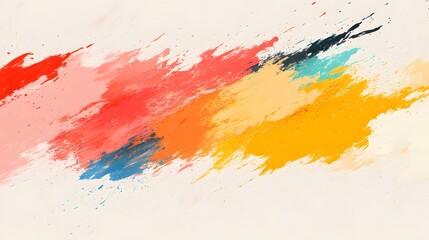 Poster - Vibrant Colorful Brush Strokes on Light Background for Art Design