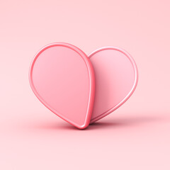 Aufkleber - 3d minimal abstract pink love like heart or 3d pink heart shape sign isolated on pink pastel color background with shadow creative idea concepts 3D rendering