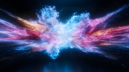 Poster - Colorful Abstract Light Burst in Dark Space Background