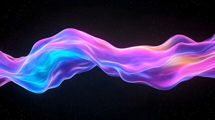 Poster - Colorful Flow of Light Waves in Abstract Space Background