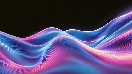 Poster - Abstract Colorful Waves of Light in Pink and Blue Against Black Background