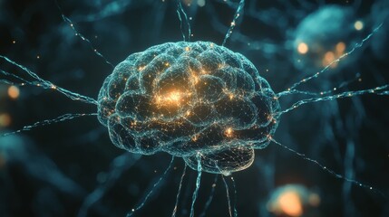 Poster - neural network artificial intelligence tech low poly abstract background