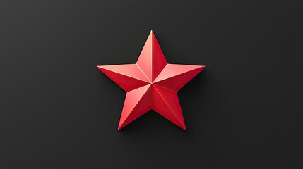 Poster - Red Star on Dark Background Minimalist Design