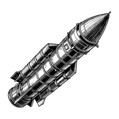 Wall Mural - military missile rocket in mid-flight, featuring detailed metallic textures and propulsion flames sk