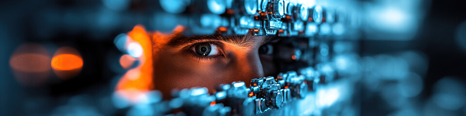 Poster - Human Eye Behind Complex Metallic Grid