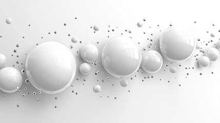 Poster - Abstract white spheres and smaller silver spheres arrangement