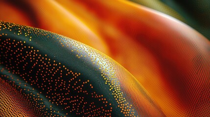 Poster - Abstract Orange and Black Textured Fabric Wave