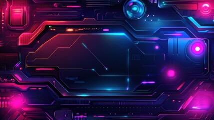 Wall Mural - neon gaming geometric abstract glowing cyberpunk style banner for advertising and promotion backgrou