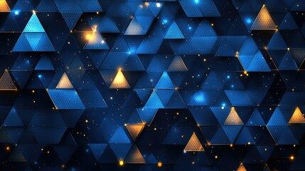 Poster - Abstract Blue and Gold Triangle Pattern Design
