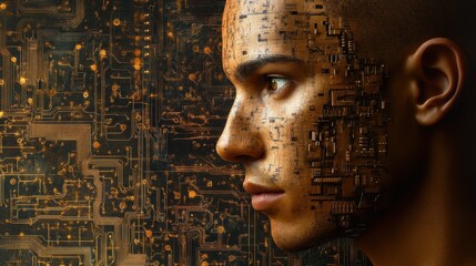 Poster - Digital Human. Circuit Board AI Technology
