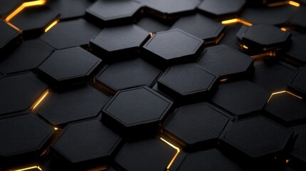 Aufkleber - hexagonally shaped tech background rendering network connection dark design