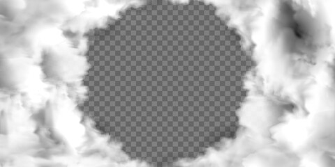 Wall Mural - round frame realistic fog or smoke with transparent special effect