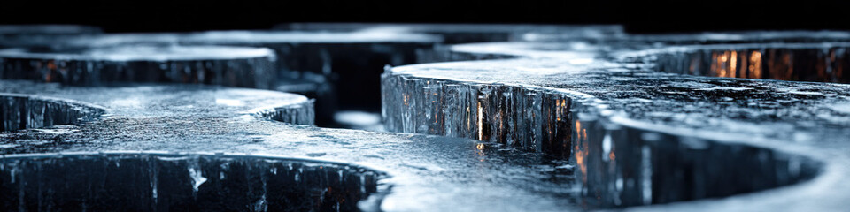 Poster - Abstract Structure with Interlocking Frosted Blocks and Internal Highlights