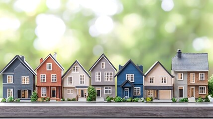 A professional workspace showcasing detailed 3D housing and apartment models with a blurred background highlighting the concept of real estate development and construction planning