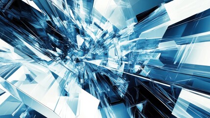 Wall Mural - Blue tech geometry: abstract vector background with futuristic elements in...