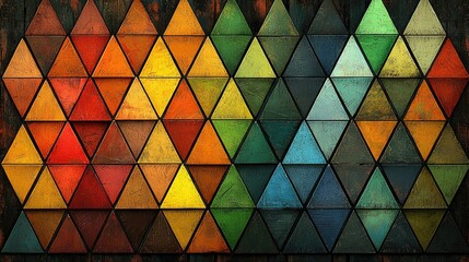 Wall Mural - Abstract Colorful Triangle Pattern Mosaic Artwork