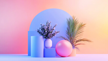Wall Mural - A soft pastel gradient backdrop for a dreamy aesthetic.  Generative AI.