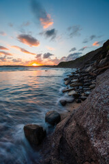 Wall Mural - Beautiful sunset view from Long Reef beach shore, Sydney, Australia.