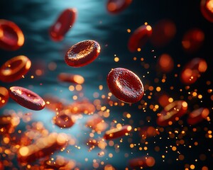 Aufkleber - Red blood cells flowing, medical background, healthcare illustration