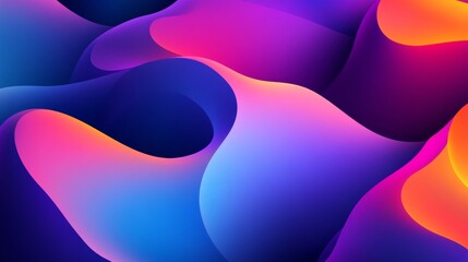 Aufkleber - Electric Flow Abstract Design with Vivid Blue, Magenta, and Orange Waves on a Dark Background