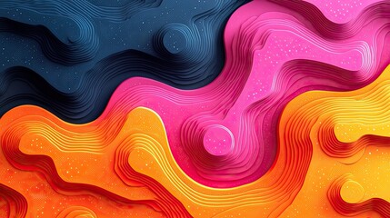 Wall Mural - Abstract layered landscape with vibrant color gradients