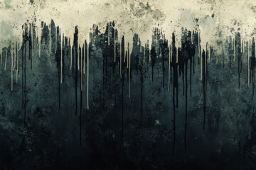 Poster - Grungy abstract pattern with dripping paint and muted colors showcasing layers and textures in high detail
