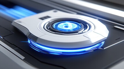 Poster - Futuristic Technology Interface with Glowing Blue Circular Element