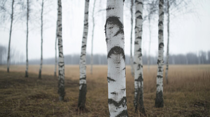 Canvas Print - Russian countryside with birch trees