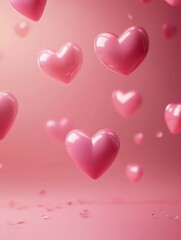 Wall Mural - pink background with hearts