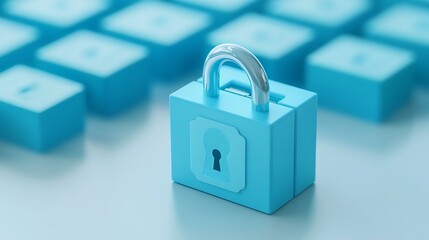 Poster - blue lock with a silver shackle symbolizing security and protection in modern digital era