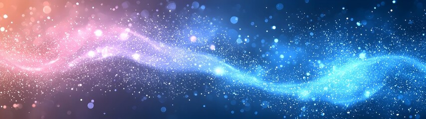 Poster - A stunning abstract illustration of vibrant swirls of pink and blue light, sparkling particles create a magical atmosphere, perfect for backgrounds or fantasy themes.