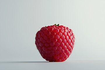 Poster - Single vibrant raspberry on light background showcasing its fresh texture and bright color