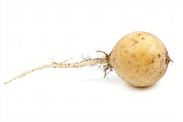 Aufkleber - Fresh turnip with roots on white background offering natural healthy food concept studio shot