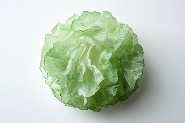 Aufkleber - Fresh green cabbage on white background showcasing vibrant color and intricate leaf texture