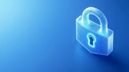 Wall Mural - Digital Illustration of Transparent Lock Icon with Blue Background for Cybersecurity Concepts and Data Protection