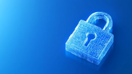 Poster - futuristic digital lock icon representing security and protection in virtual environments