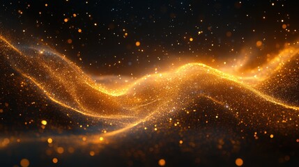 Sticker - shimmering golden background filled with soft glowing light particles and bokeh effects background