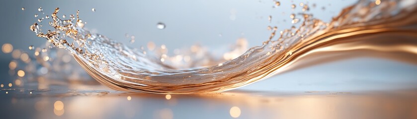 Poster - Water splashes in a dynamic swirl, captured in high-speed to emphasize movement. The soft blur enhances the energy, leaving space for text and creative applications