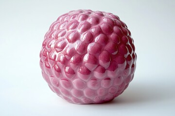 Aufkleber - Pink ceramic sphere with textured surface a modern decorative object on a white background