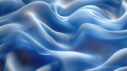 Poster - soft blue fabric background with flowing waves in a smooth satin texture