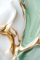 Poster - This artwork features a captivating marbled texture showcasing swirling shades of green, white, and gold