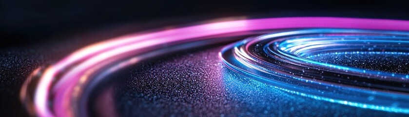 Poster - Swirling nebula clouds in shades of blue and purple create a captivating backdrop. The soft glowing light trails enhance the dark center, ideal for showcasing bold text