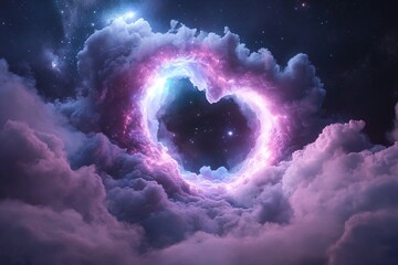Poster - A captivating swirl of blue and purple nebula clouds fills the cosmic expanse, with soft glowing light trails weaving through a dark center, inviting bold text placement