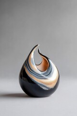 Poster - An elegant water marble design showcases mesmerizing black, gold, and deep blue swirls. This captivating piece embodies a minimalist approach with a touch of sophistication, perfect for modern decor