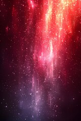 Poster - A mesmerizing cosmic scene showcasing vibrant red and purple hues, with sparkling stars and shimmering light trails creating a sense of depth and wonder.