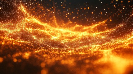 Poster - A mesmerizing display of glowing particles swirls through the cosmos, creating a warm, enchanting atmosphere. Ethereal lights twinkle and shimmer, evoking a sense of wonder and magic