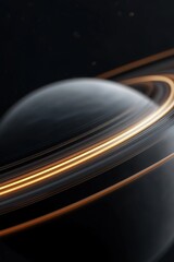 Poster - A cosmic view featuring orbiting planets with softly glowing rings, set against a sleek dark background. This celestial arrangement creates a perfect space for branding and typography