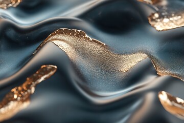 Poster - Calm, deep-blue water radiates elegance with shimmering gold streaks reflecting light. This luxurious surface invites branding opportunities while maintaining a serene aesthetic