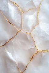 Poster - Smooth, frosty water creates a tranquil base, with delicate gold veins tracing through icy cracks, evoking a sense of luxury and modern elegance in the composition