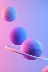 Poster - a captivating gradient flows from deep blue to vibrant neon purple, with softly glowing geometric sh